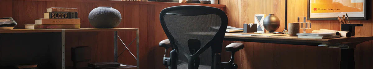 A Graphite Aeron in a home office environment
